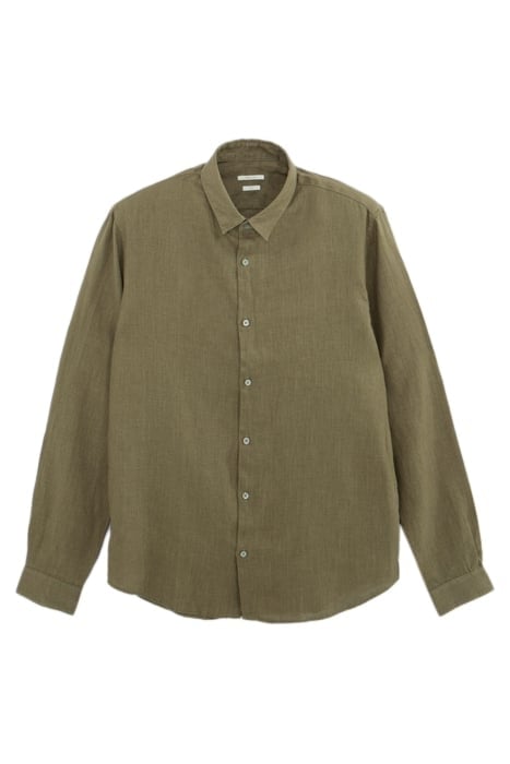 ARMY GREEN PURE LINEN SLIM SHIRT 4