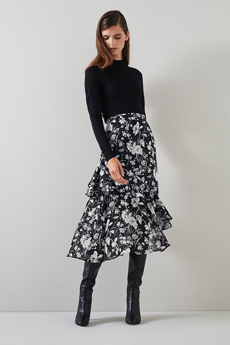WINONA AYSMETRIC MIDI SKIRT BLACK/CREAM 1