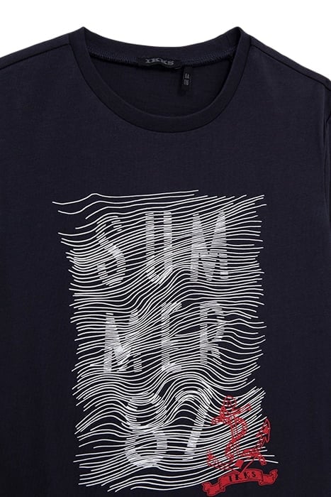 BOYS' NAVY ORGANIC COTTON T-SHIRT, RUBBER GRAPHIC LINES 3