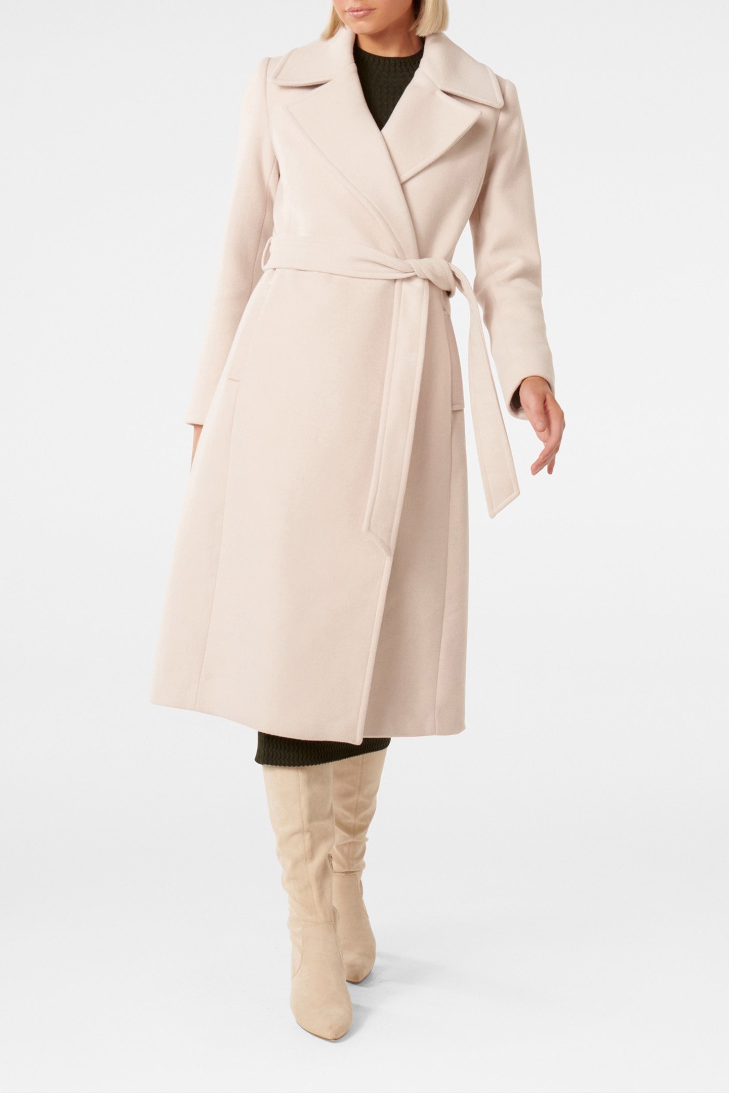 AMANDA BELTED WRAP COAT MINK 1