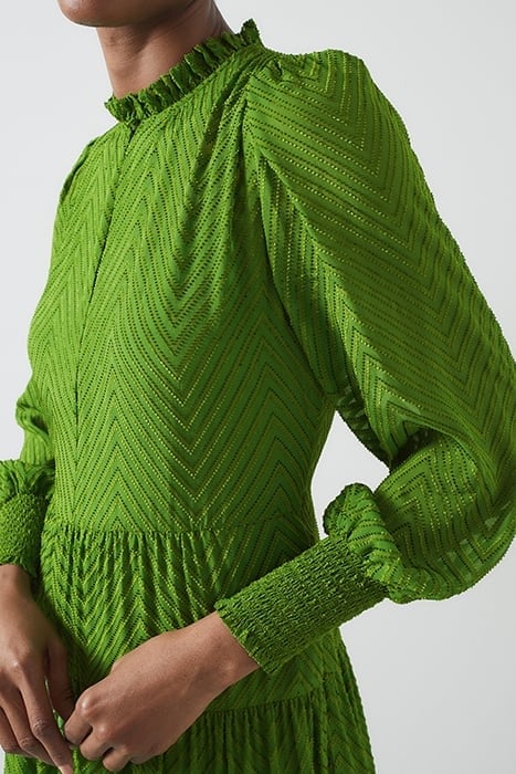 FLORA CHEVRON MIDI DRESS BRIGHT GREEN 5