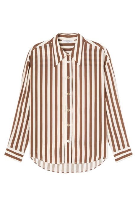 BLYTHE STRIPE BUTTON-DOWN SHIRT BROWN 3