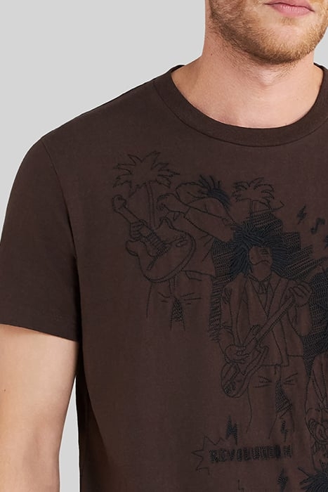 CHOCOLATE T-SHIRT WITH REGGAE EMBROIDERY 5