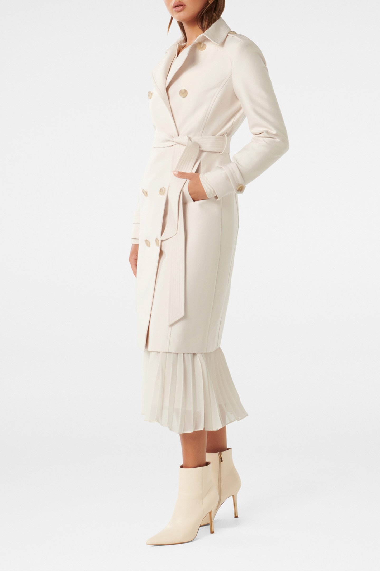 BIANCA LONG MAC TRENCH COAT CREAM 5