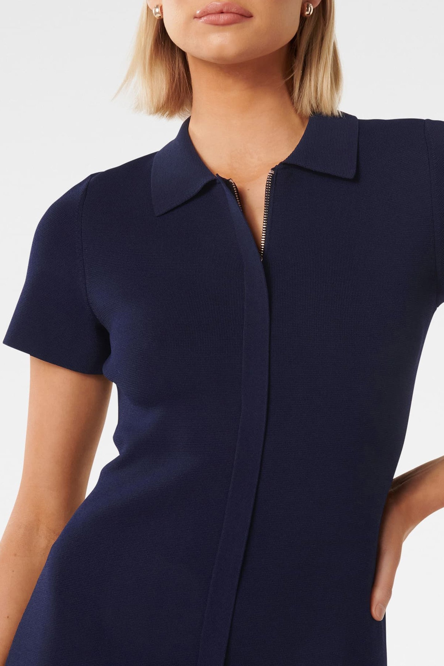 BETH ZIP CREPE KNITTED DRESS NAVY 6