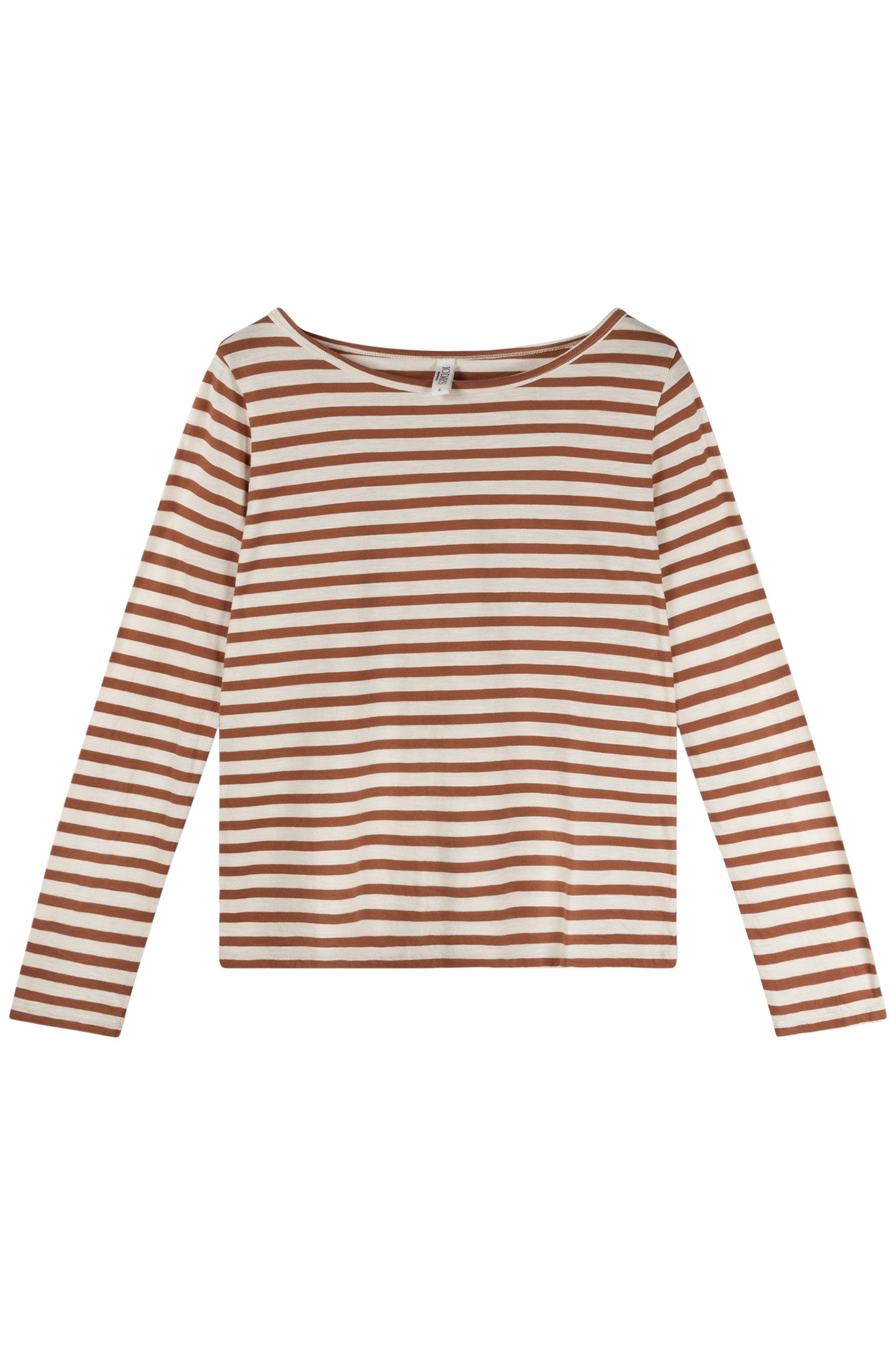 LONGSLEEVE TEE STRIPES ECRU/SADDLE BROWN 2