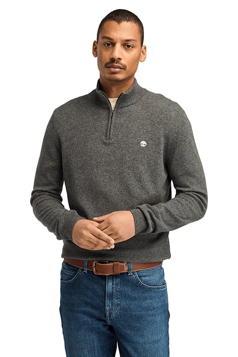 COHAS BROOK MERINO 1/4 ZIP SWEATER DARK GREY HEATHER 1