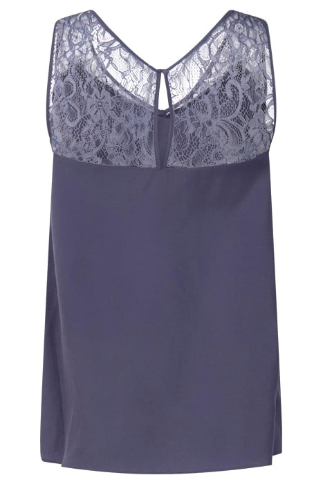 CREPE LIGHT LACE TRIM VEST BLUE 2