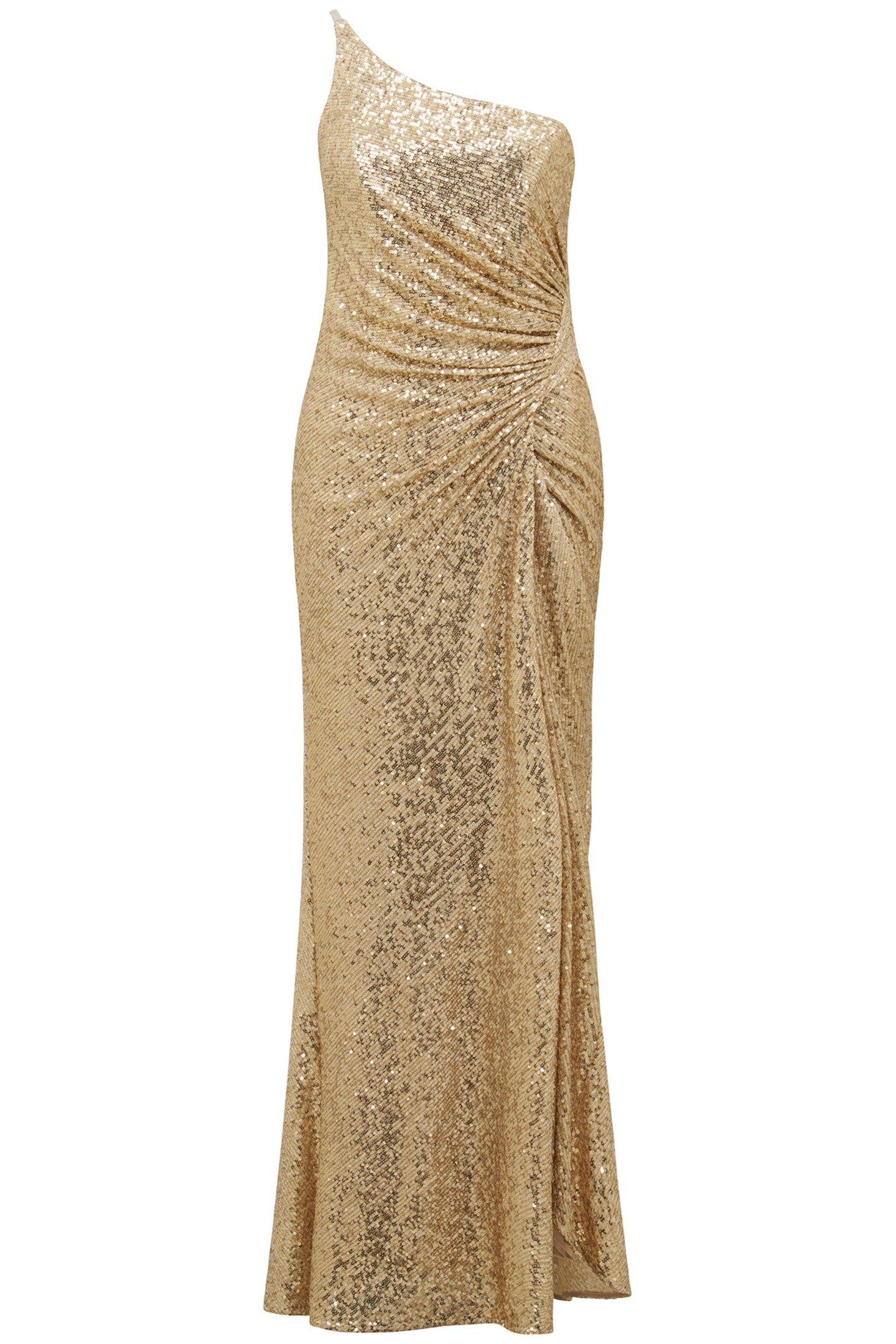 CAROLYN SEQUIN ASYMMETRICAL GOWN SOFT GOLD 3