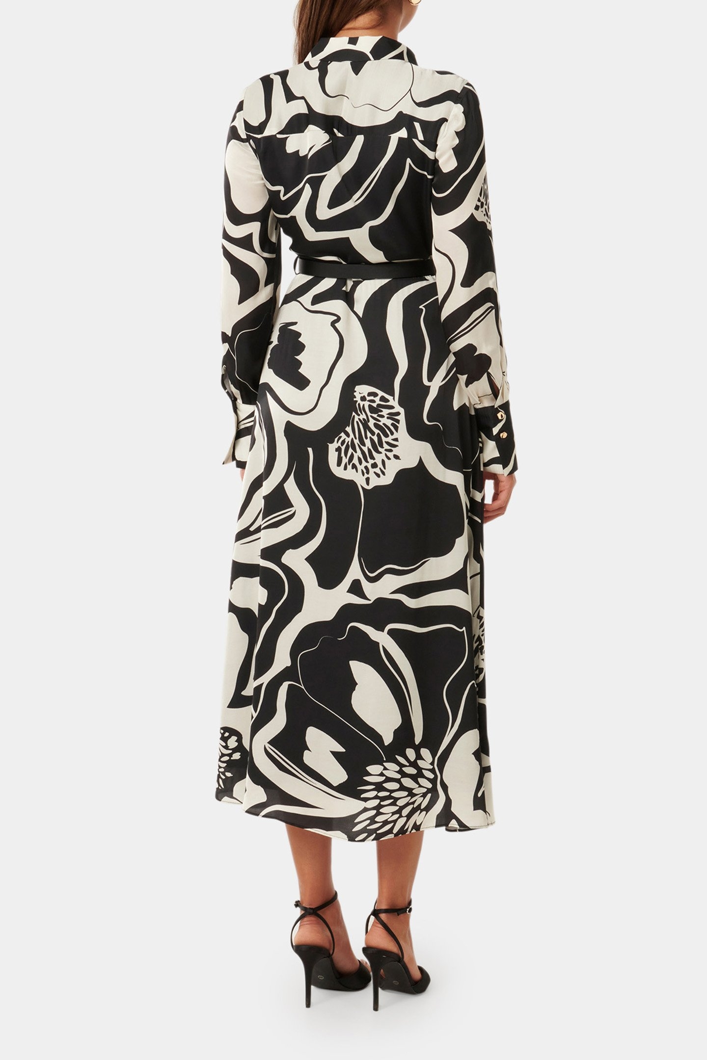 JANINE SATIN MIDI SHIRT DRESS DUNSTAN ABSTRACT 2
