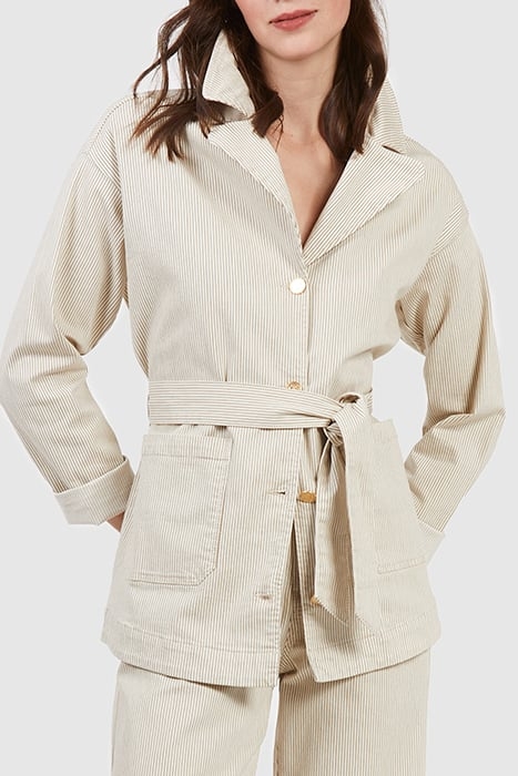 BEIGE FINE-STRIPED SAFARI JACKET 4