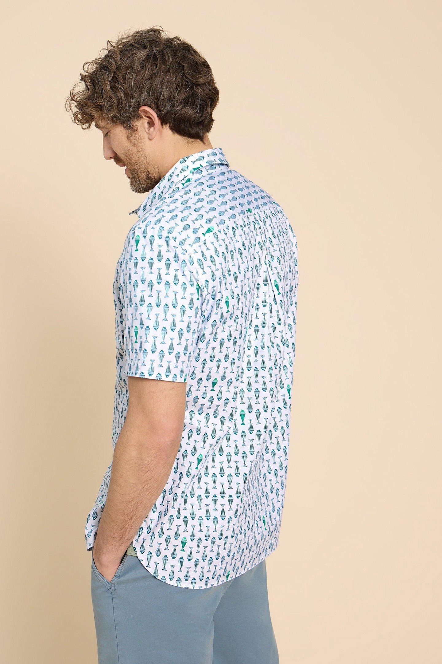 GEO FISH PRINTED SS SHIRT WHITE PRINT 2