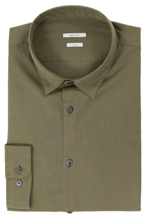 KHAKI ORGANIC COTTON VOILE SLIM SHIRT 6