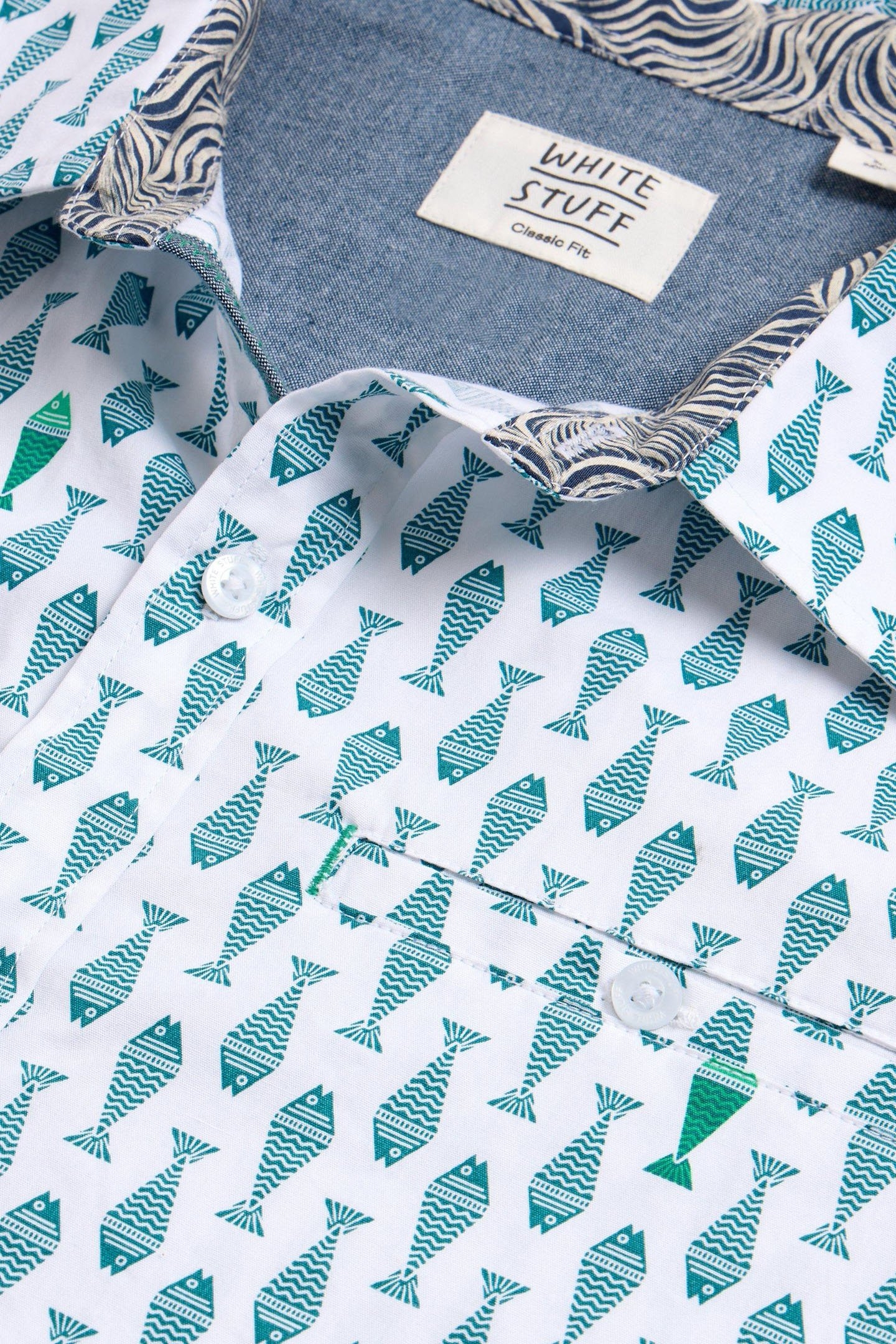 GEO FISH PRINTED SS SHIRT WHITE PRINT 7