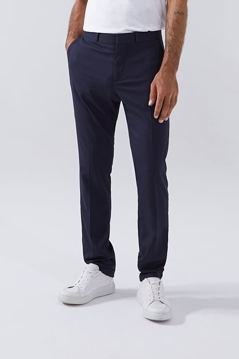 NAVY SEERSUCKER SLIM SUIT TROUSERS 1