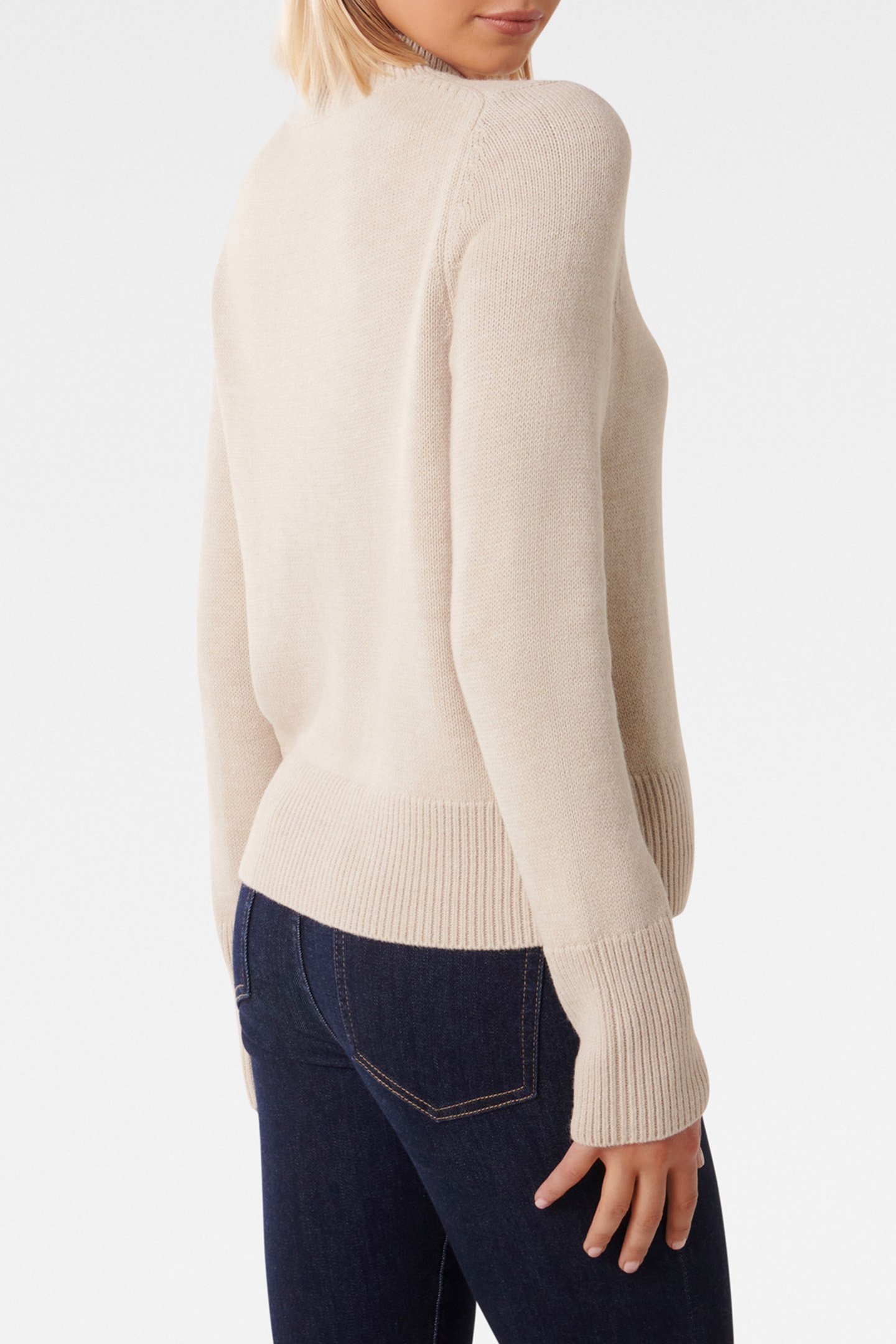 POPPY STAND NECK JUMPER OATMEAL 2