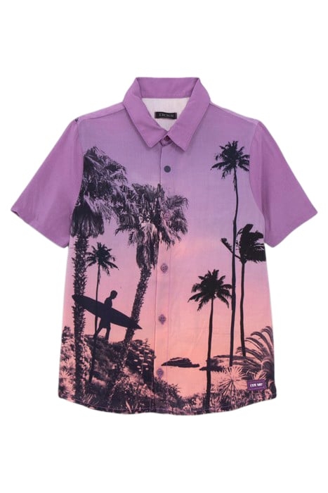 BOYS’ PURPLE LENZING™ ECOVERO™ SHIRT WITH PALM TREE PRINT 1