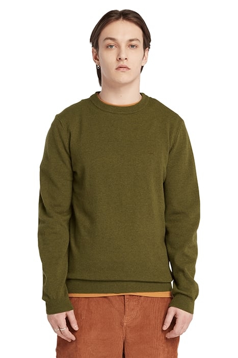COHAS BROOK MERINO CREW SWEATER DARK OLIVE 1