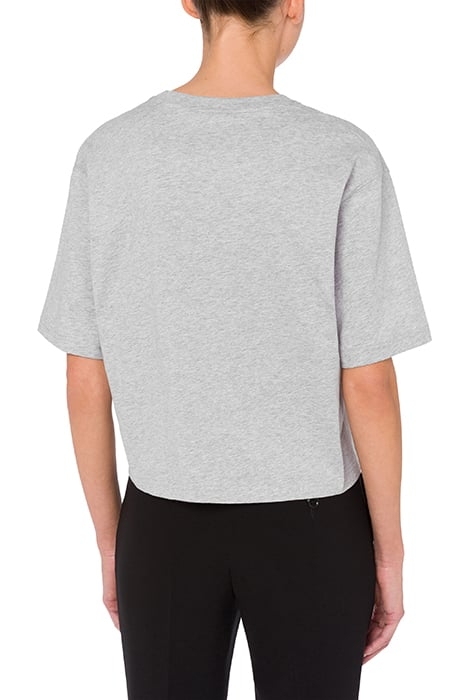 CROPPED T-SHIRT IN DRAWN TEDDY BEAR ORGANIC JERSEY GREY 2