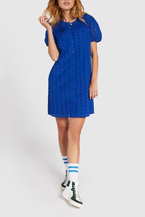 ELECTRIC BLUE EYELET EMBROIDERY DRESS 4