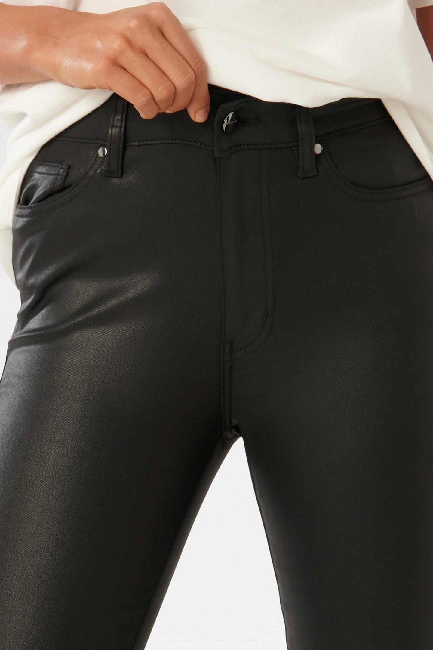 BELLA CROPPED HIGH RISE SKINNY JEANS BLACK COATED 6