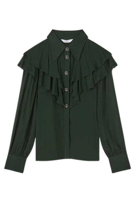 MARGAUX RUFFLE BLOUS DARK GREEN 3