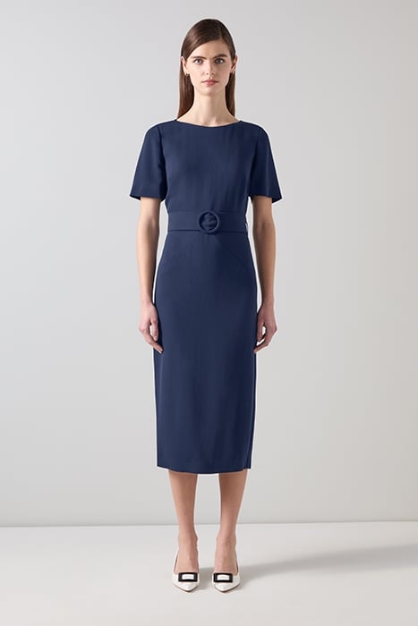 KLAUDIA BELTED MIDI DRESS NAVY 1