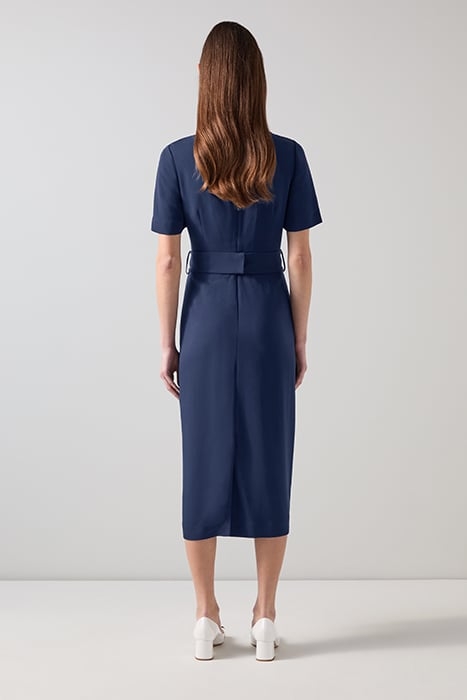 KLAUDIA BELTED MIDI DRESS NAVY 2