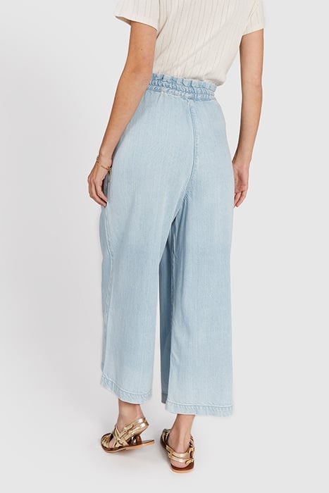 BLEACHED ELASTICATED WAIST WIDE-LEG JEANS 2