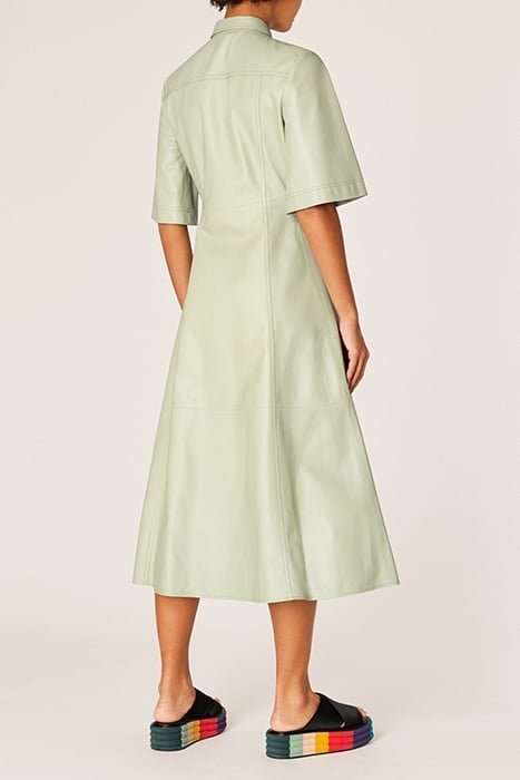 WOMENS LEATHER DRESS LT GREYISH GREEN 2