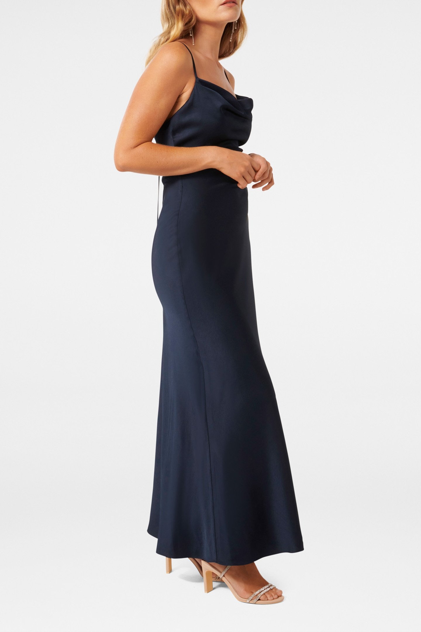 MIA PETITE BOAT NECK SATIN MAXI DRESS NAVY 3