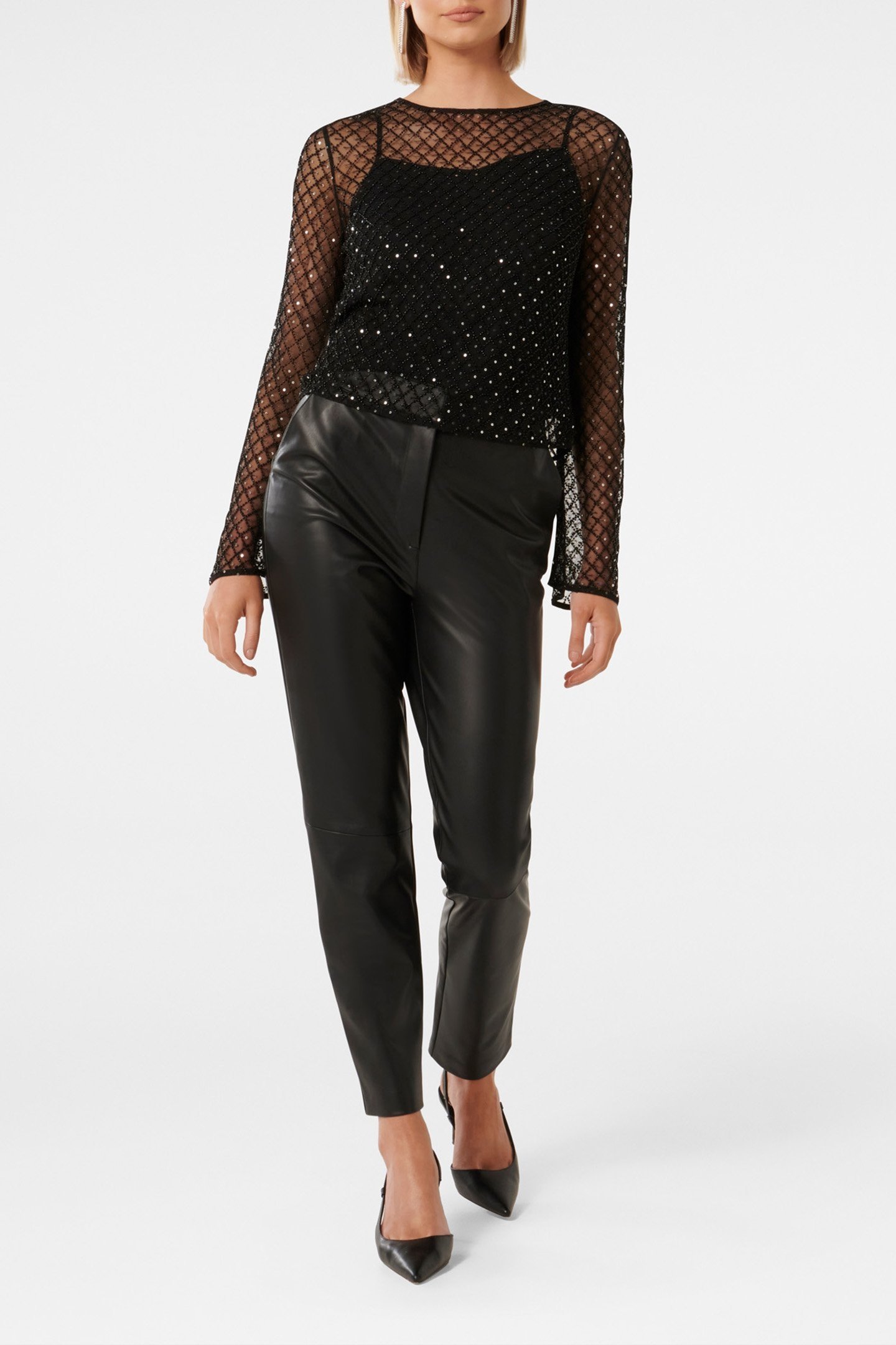 BEATRIX SHEER BEADED TOP BLACK 3