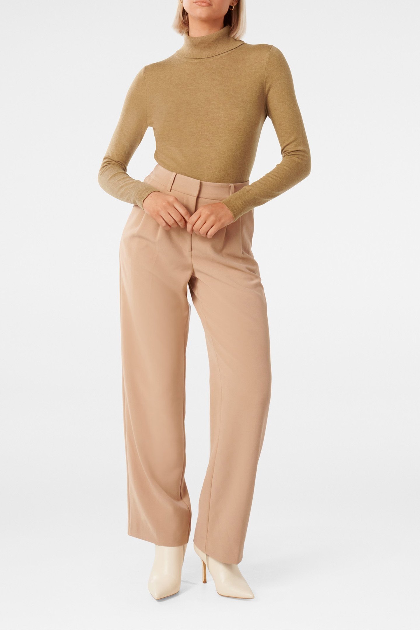 SARAH LAYERING ROLL NECK KNITTED JUMPER CAMEL 3