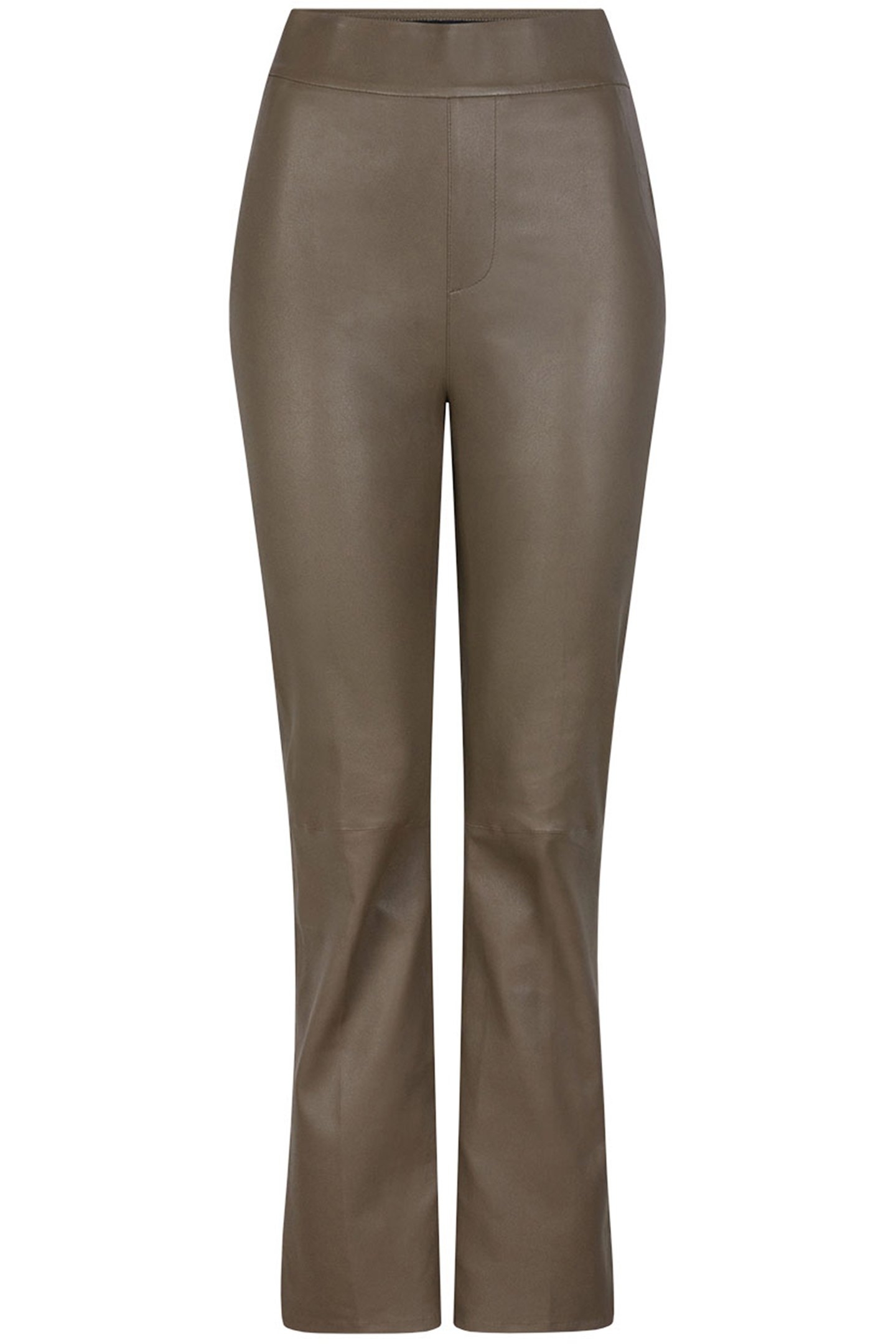 TYSON FLARE LEATHER PANTS GREEN CLAY 3