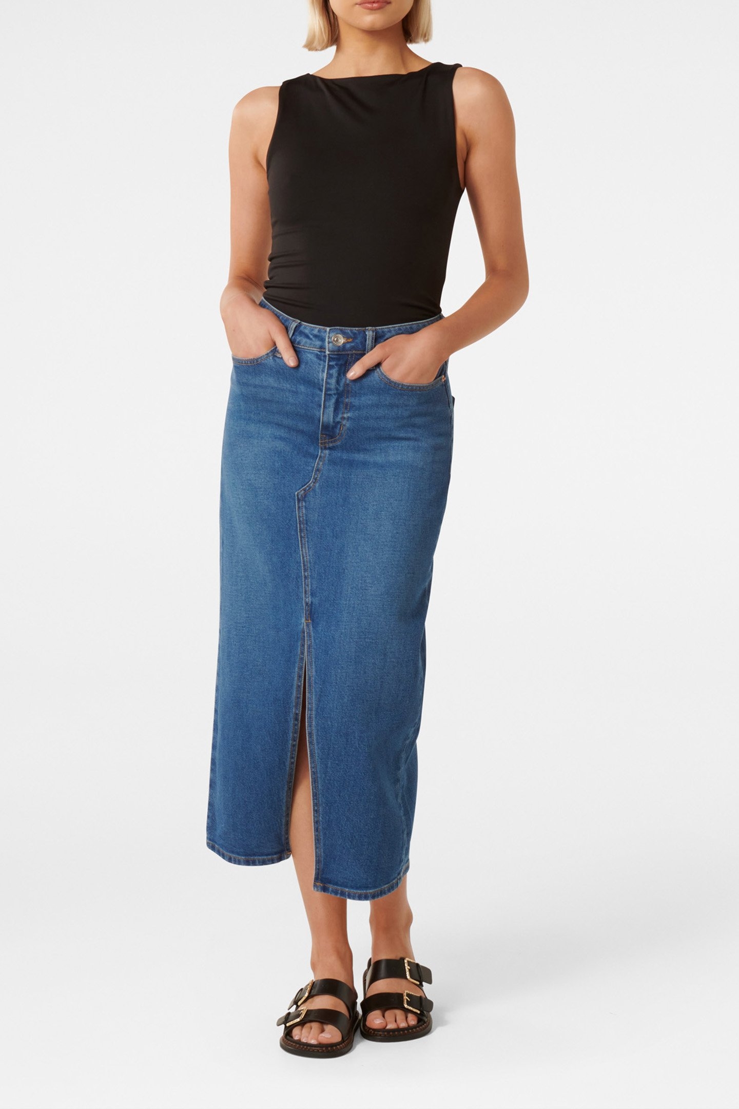 MARION MIDAXI SKIRT DARK WASH 3