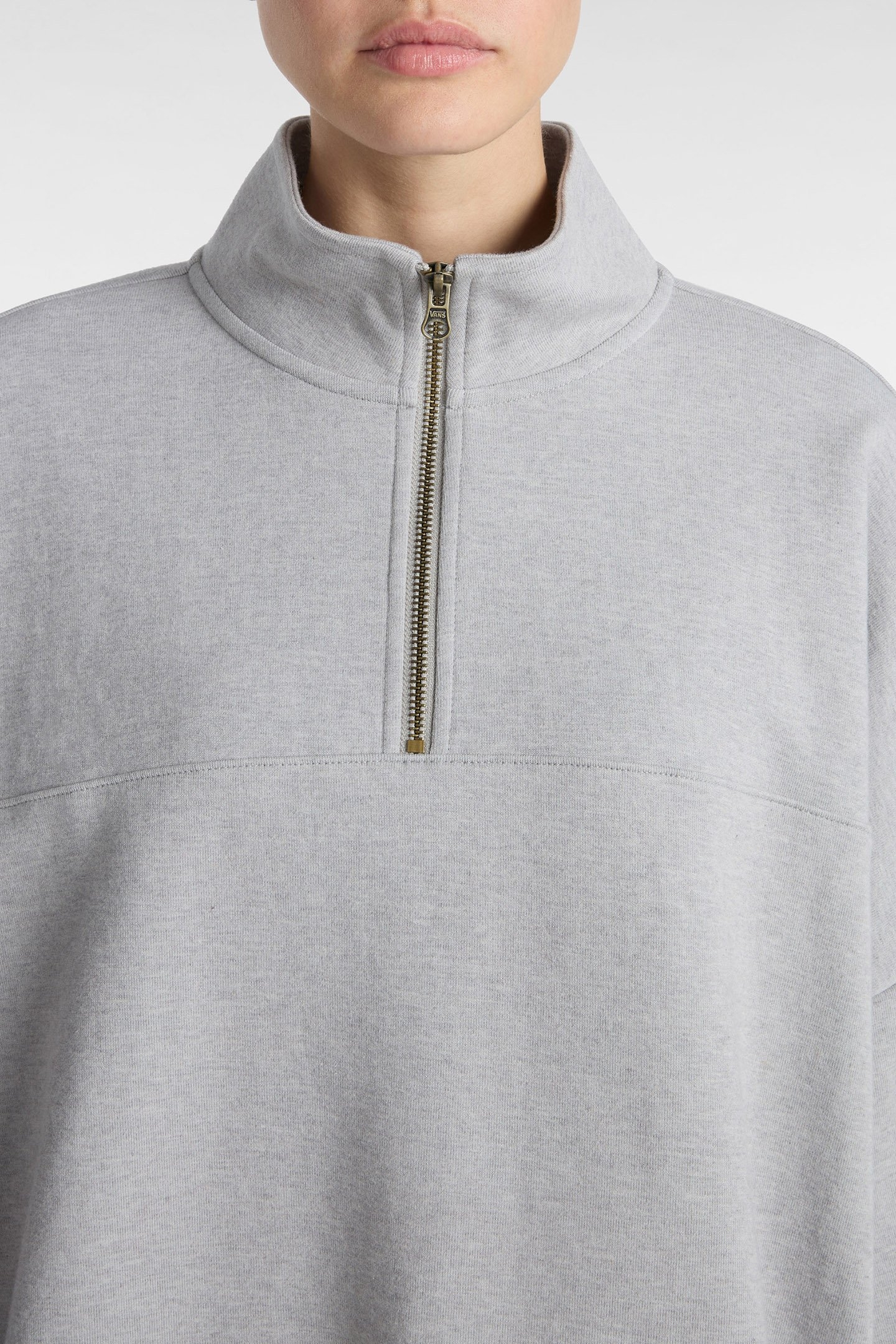 ELEVATED DOUBLE KNIT LOOSE MOCK NECK CEMENT HEATHER 7