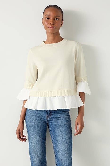 MAISIE POPLIN KNITTED SWEATER IVORY 1