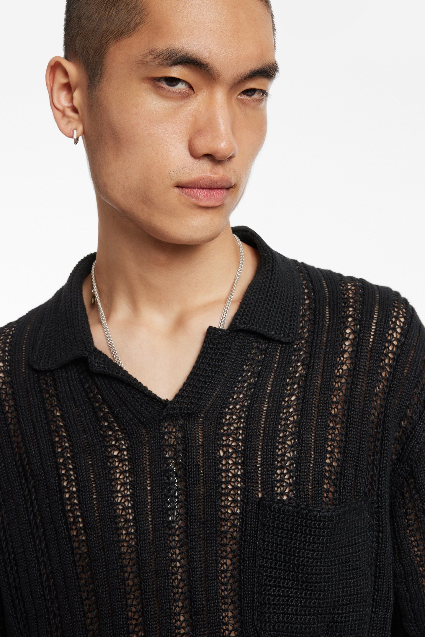 ODIN LS TEXTURE LINEN SWEATER BLACK 3