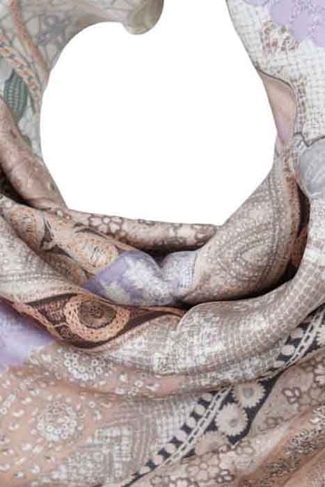 SILK SCARF ST. TROPEZ PATCHWORK MARRAKESH SALMON 2