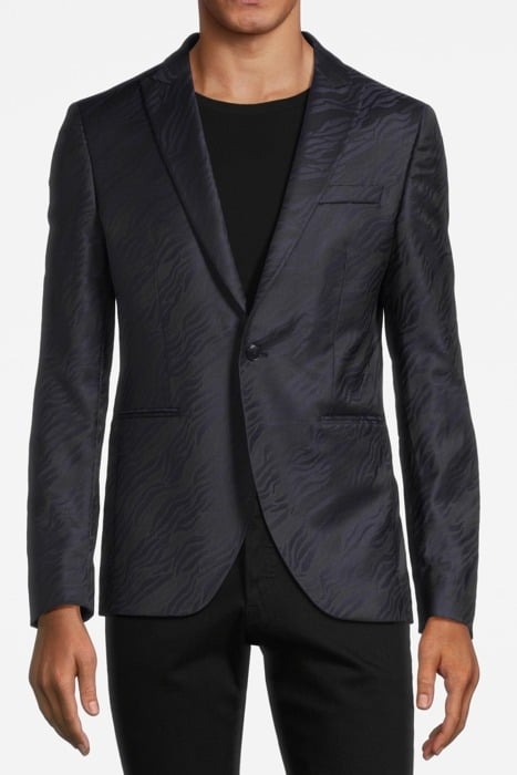 ONE BUTTON PEAK LAPEL JACKET BLACK/BLUE 1