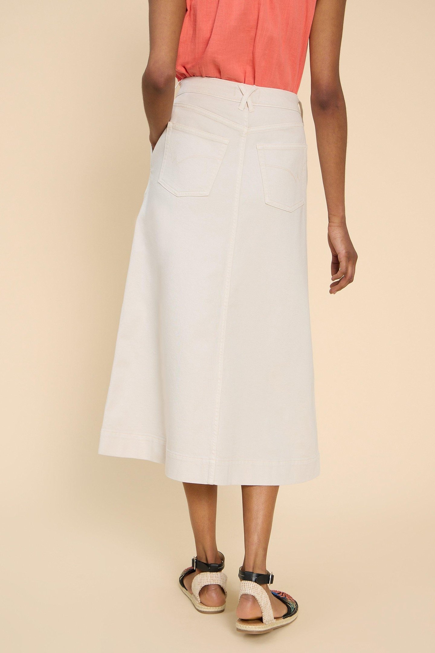 ALLIE DENIM MIDI SKIRT LIGHT NATURAL 2