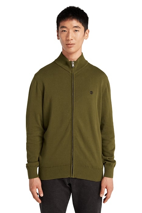 WILLIAMS RIVER COTTON YD FULL ZIP SWEATER DARK OLIVE 1