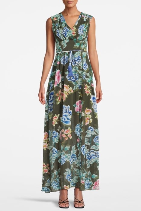 SL GILDA LONG DRESS HANOI GREEN FLORAL P 1