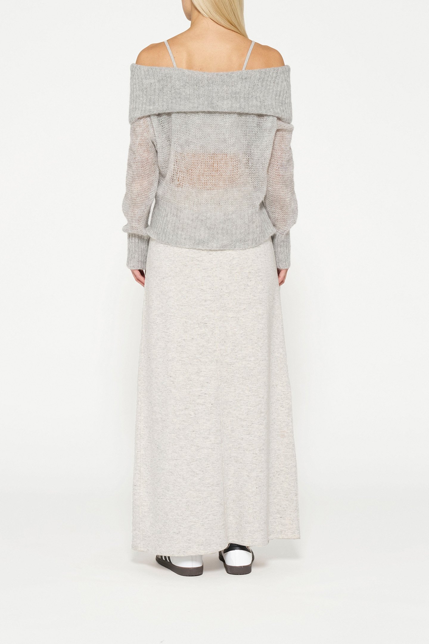 THIN OFF SHOULDER SWEATER LIGHT GREY MELEE 2