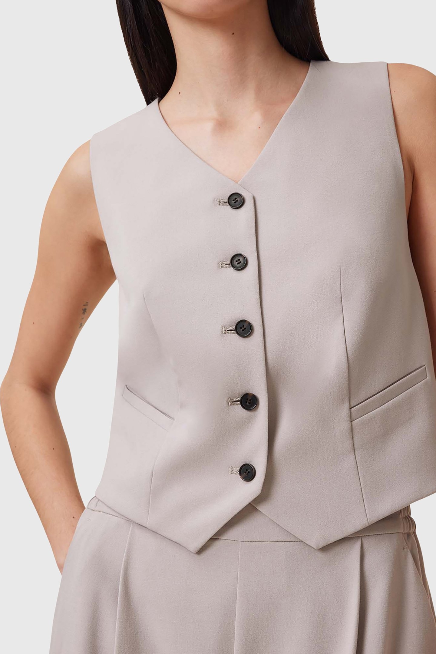 ALEIDA TRI WAISTCOAT GREIGE BROWN 6