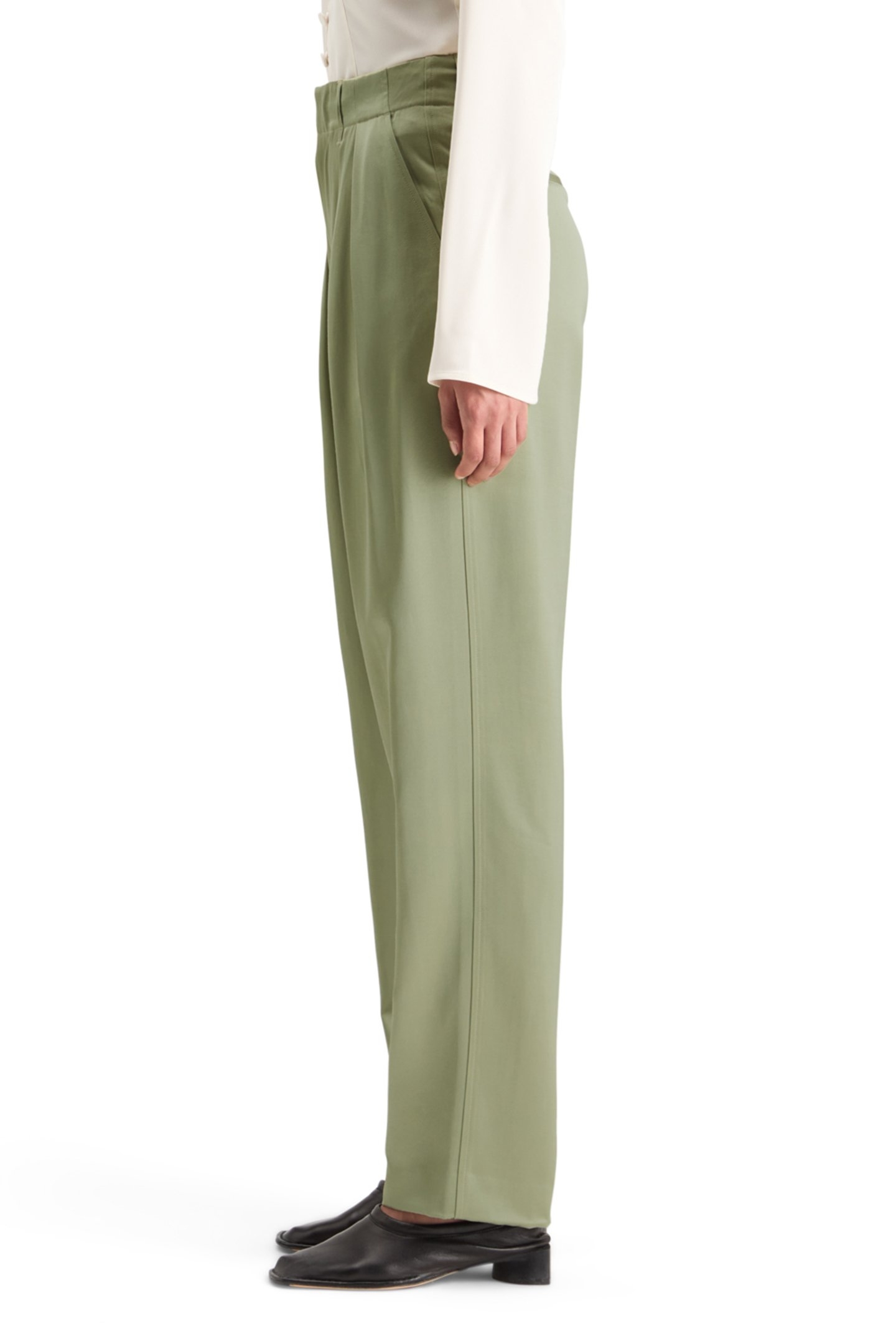 FAYE SATIN HIGH RISE RELAXED TAPERED LEG WASHED SAGE 7