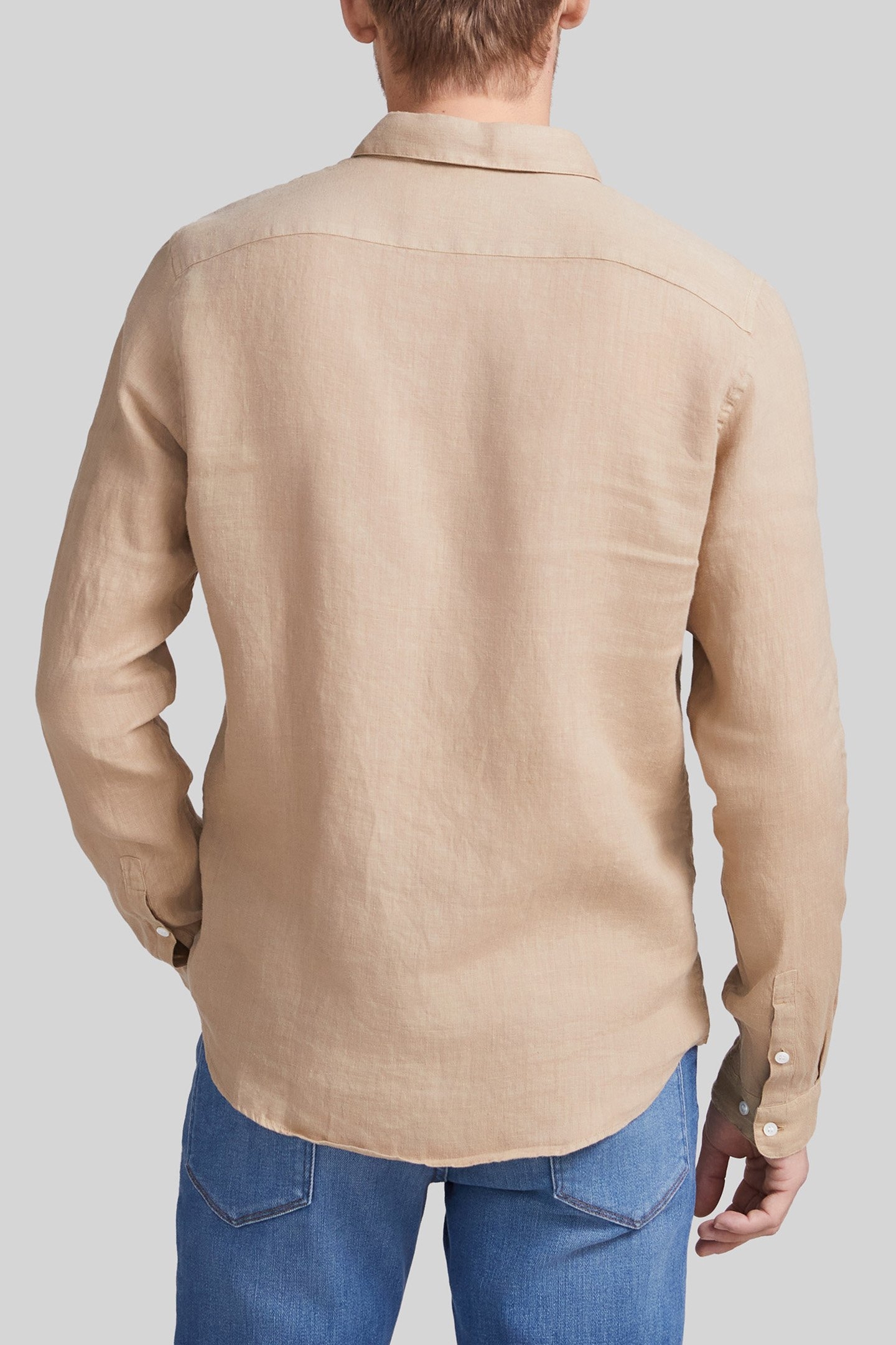 BEIGE PURE LINEN SLIM SHIRT 2