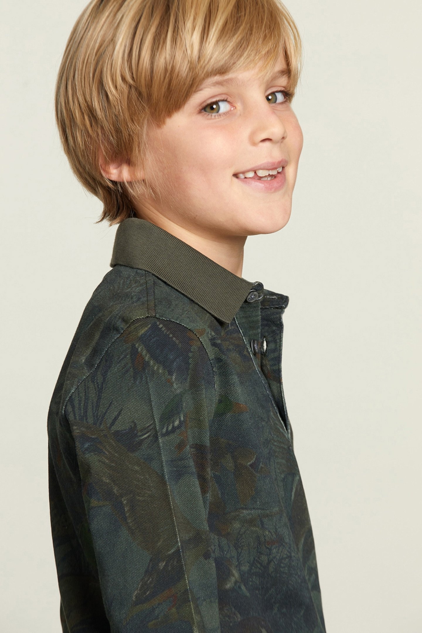 FLORAL POLO LONG SLEEVES KHAKI 5