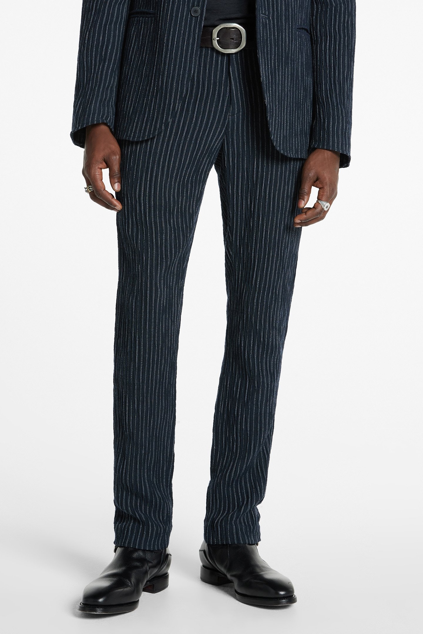 SLIM FIT PANTS WITH WELT INK BLUE 1