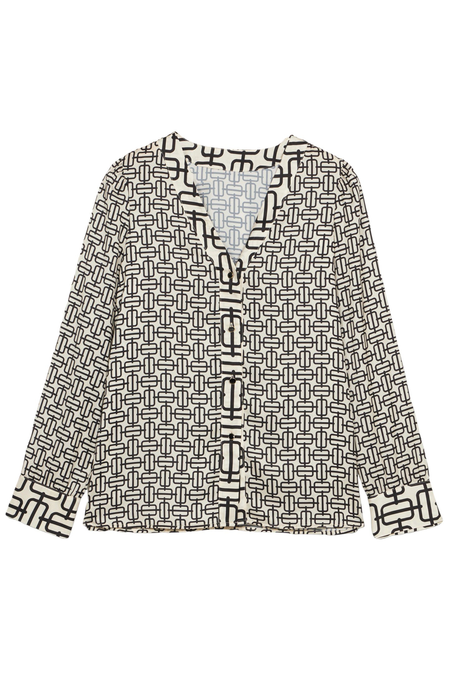 OPTICAL PATTERNED SATIN SHIRT WHITE 3